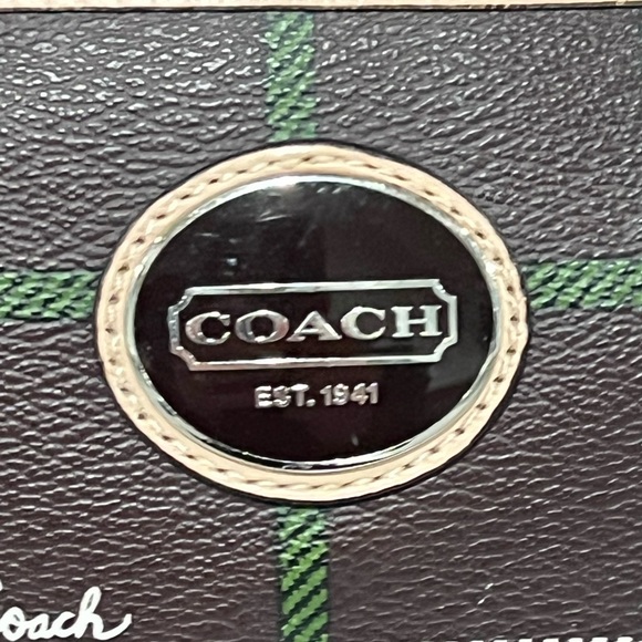 Coach 2013 Peyton Tattersall Leather Shoulder/Tote Bag w/ Removable Strap GUC! - Picture 6 of 11
